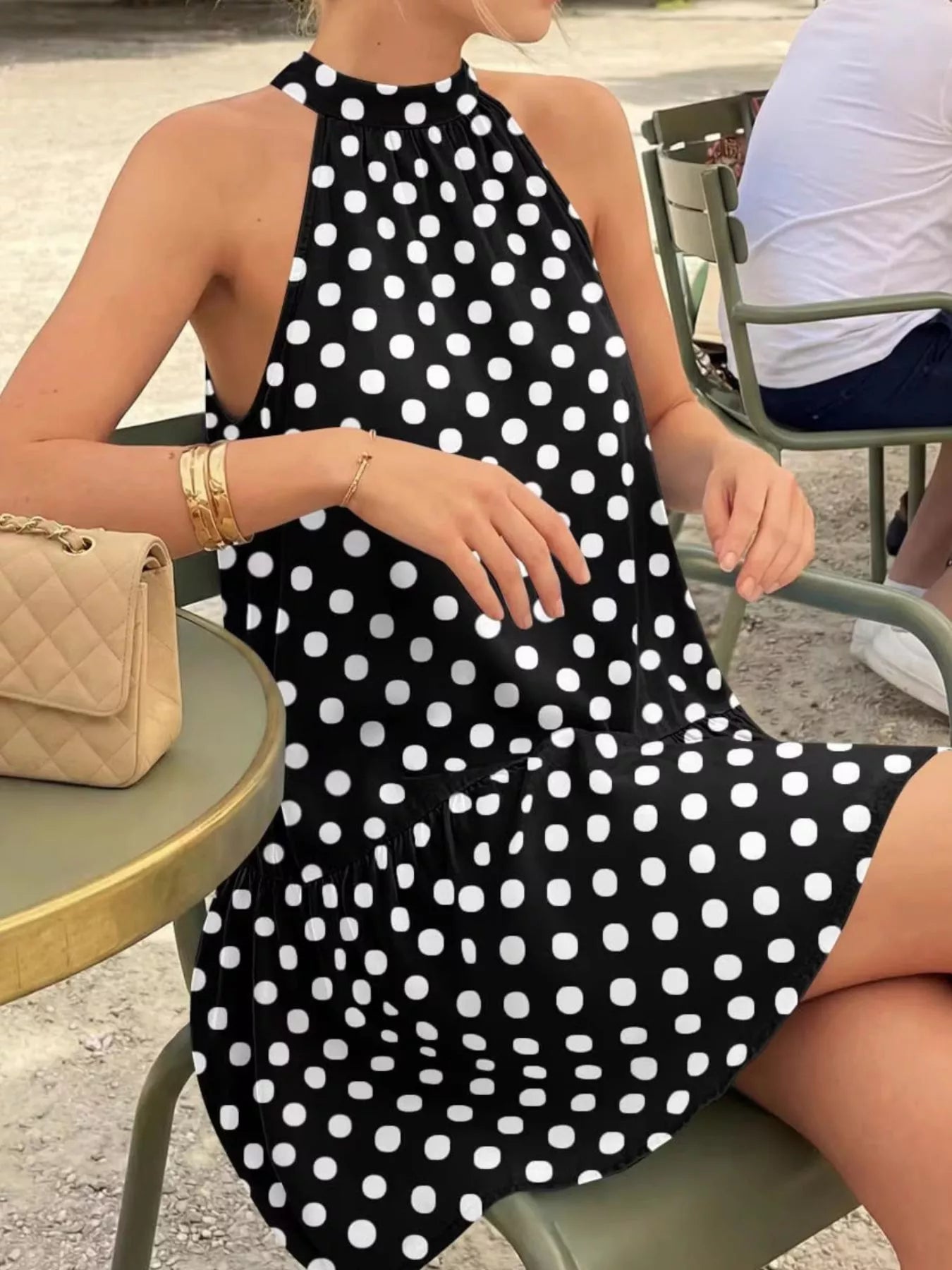Polka Dot Halter Neck Mini Dress