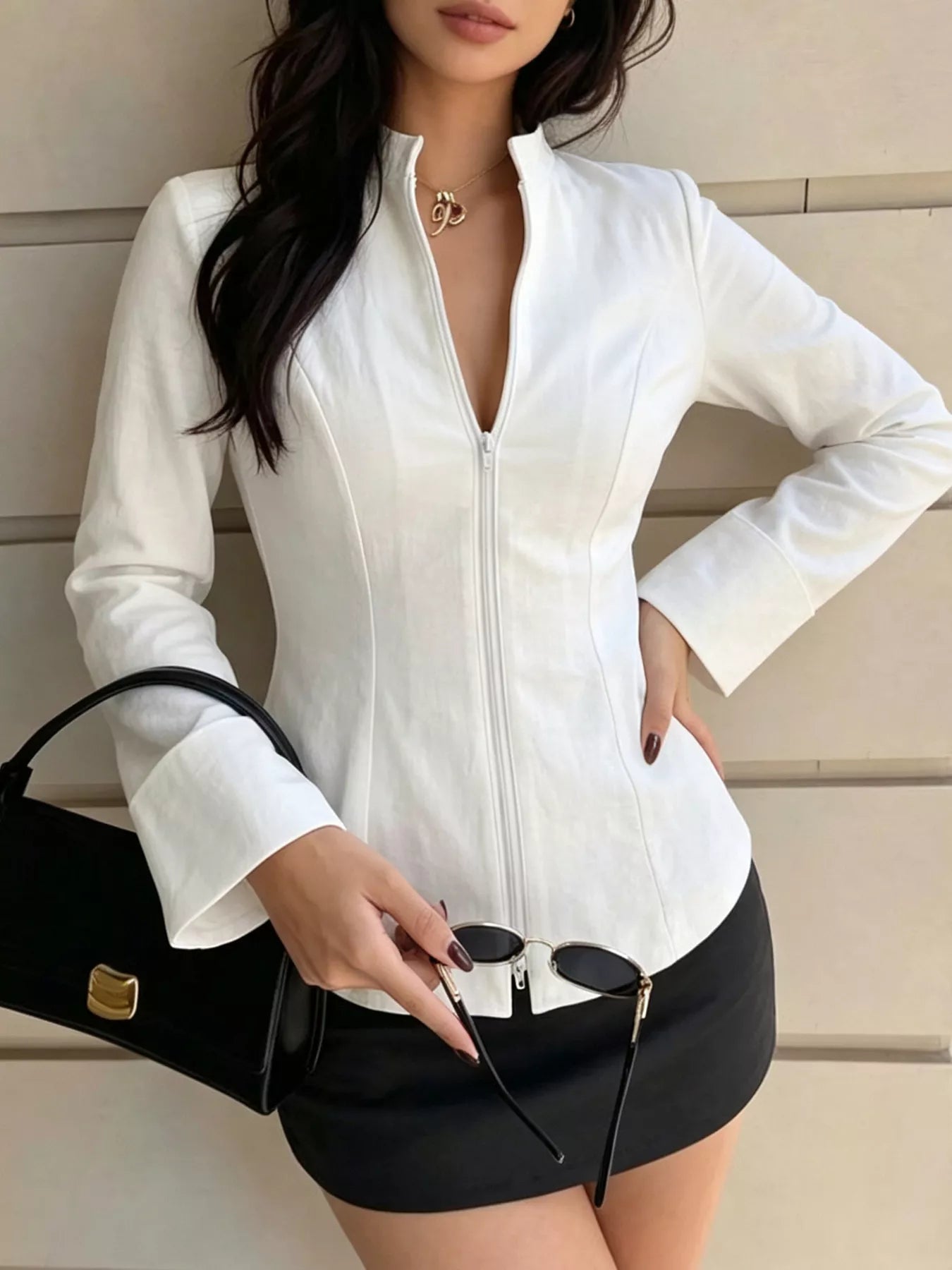 Zip Up Long Sleeve Top