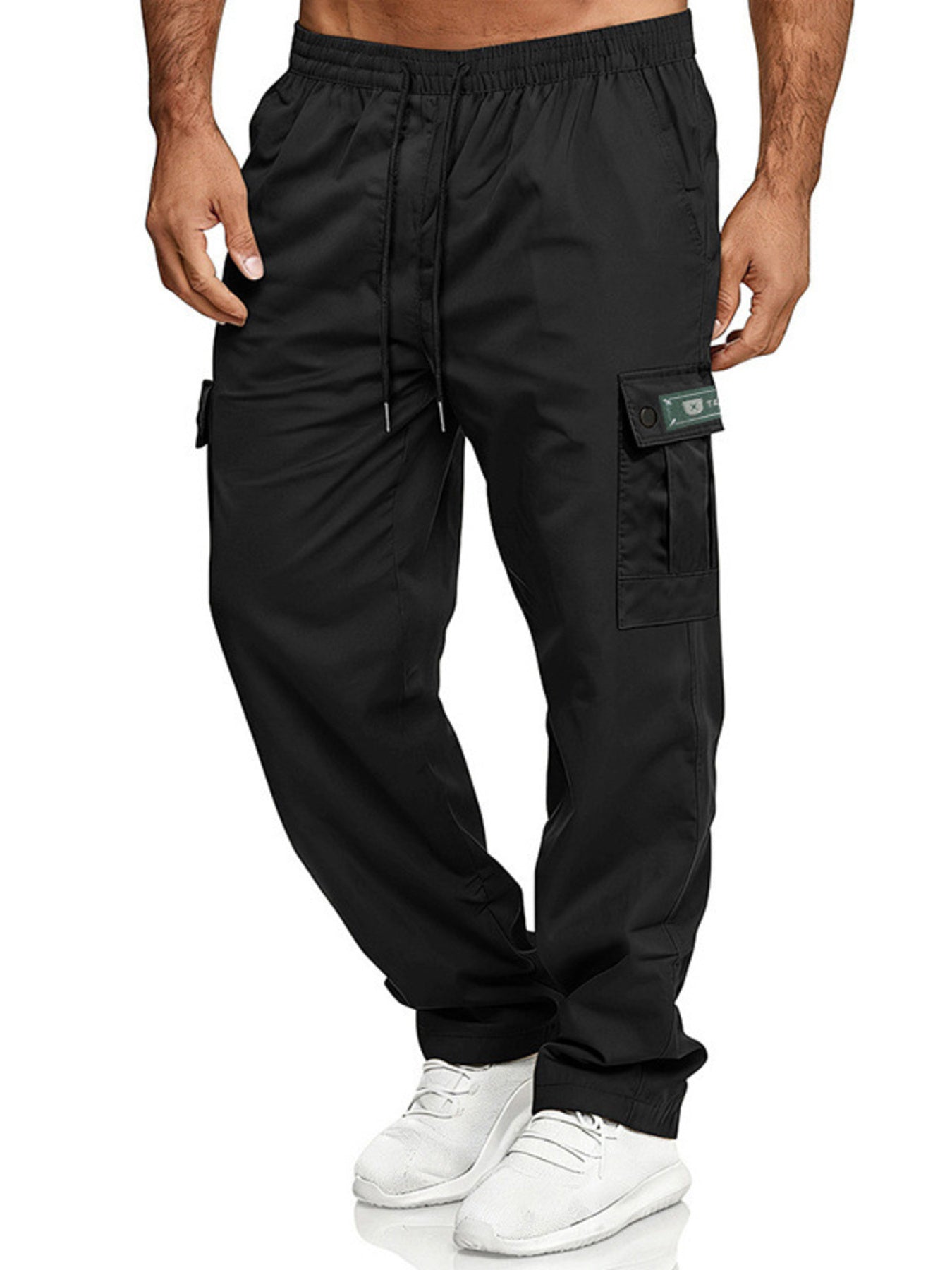 Men's Full Size Cargo Pants with Drawstring Waist Plus Size