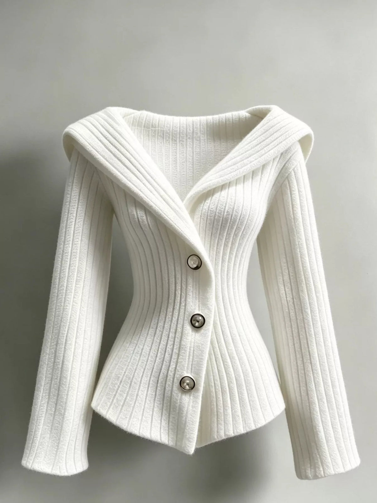 Full Size Ribbed Knit Button-Down Front Cardigan Plus Size