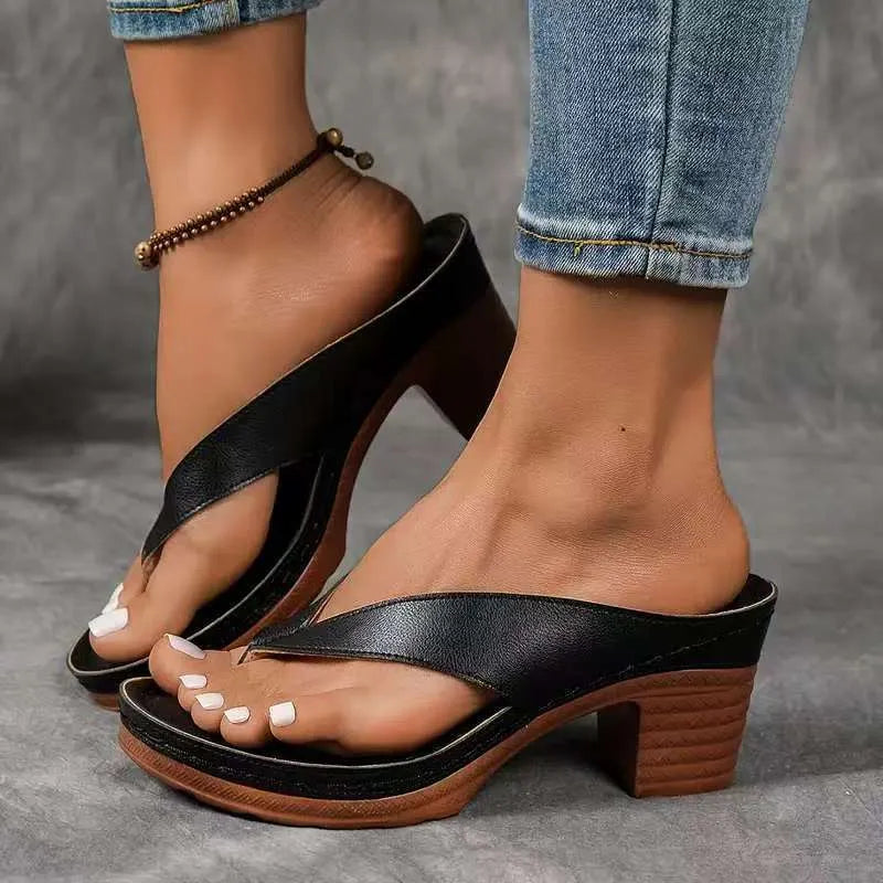 Chunky Heel Toe Post Sandals