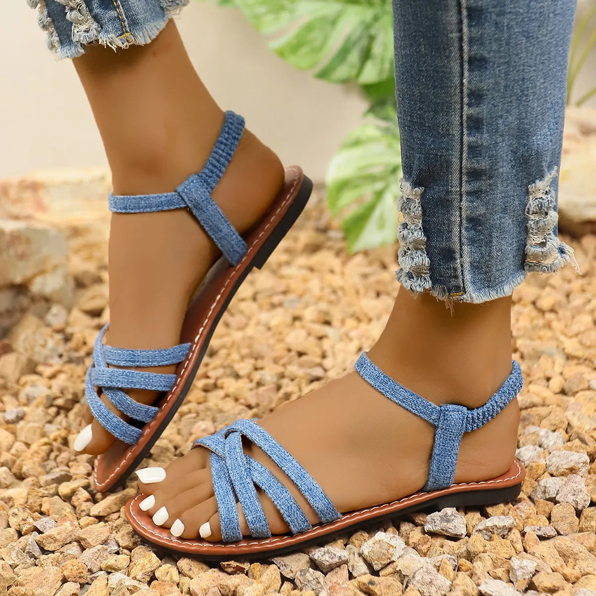 Strappy Ankle Strap Flat Sandals