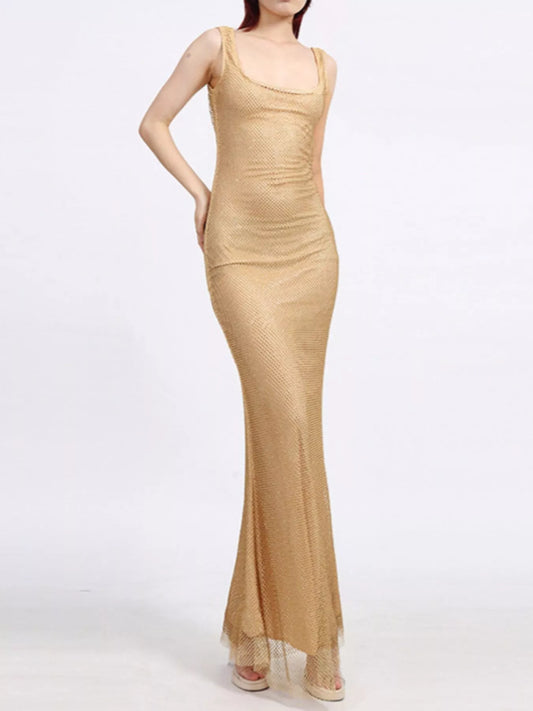 Backless Scoop Neck Maxi Dress