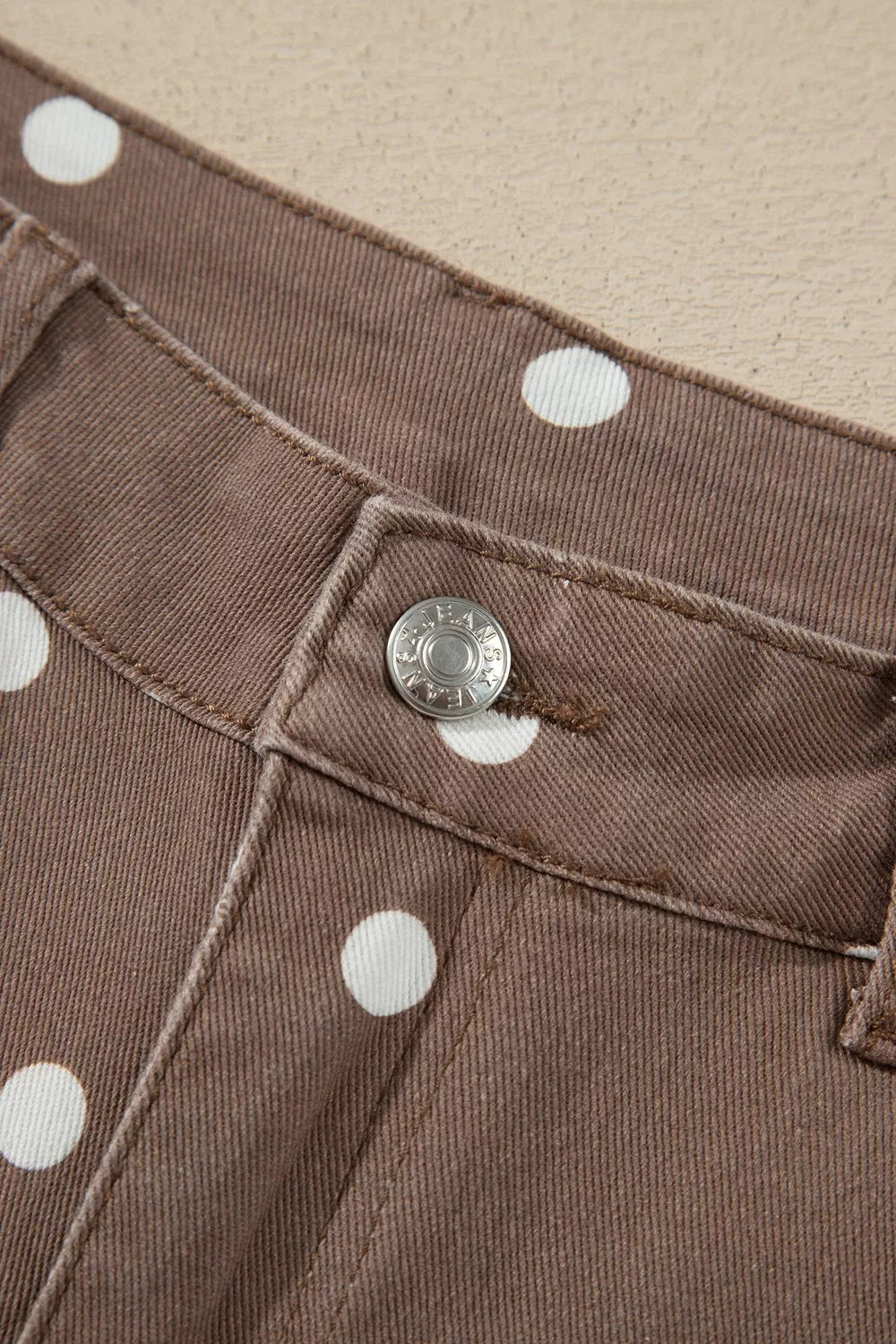 Tailored Seam Polka Dot Print Barrel Casual Jeans