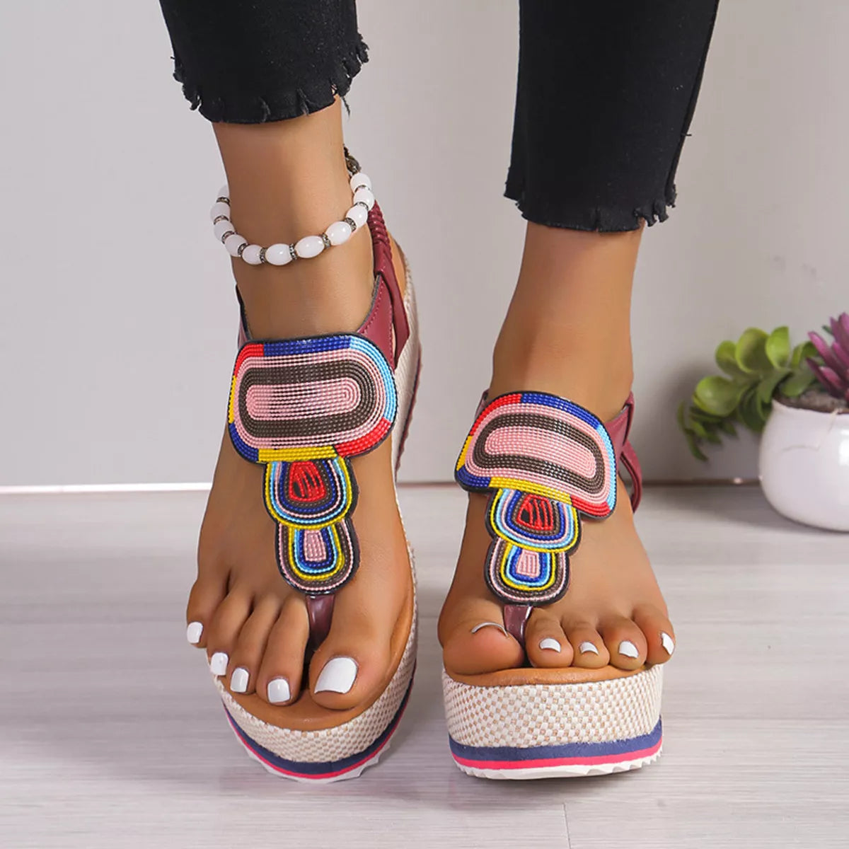 Toe Post Wedge Sandals