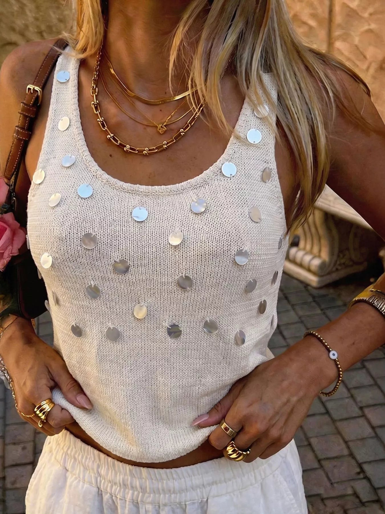 Sequin Scoop Neck Tank