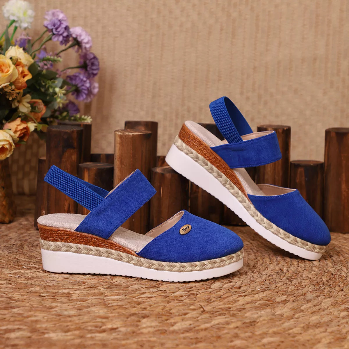 Espadrille Wedge Sandals with Ankle Strap