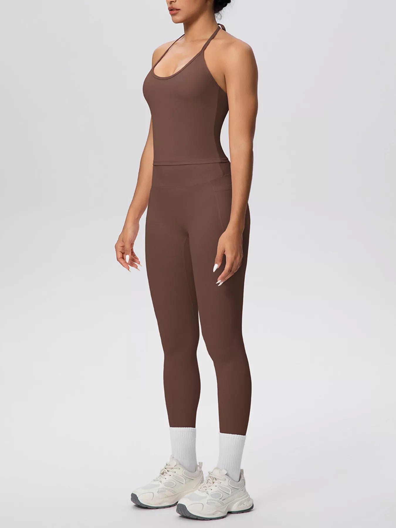Halter Neck Cami and High-Waisted Leggings Active Set