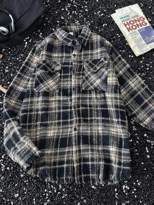 Men's Full Size Classic Plaid Flannel Button-Down Shirt Plus Size