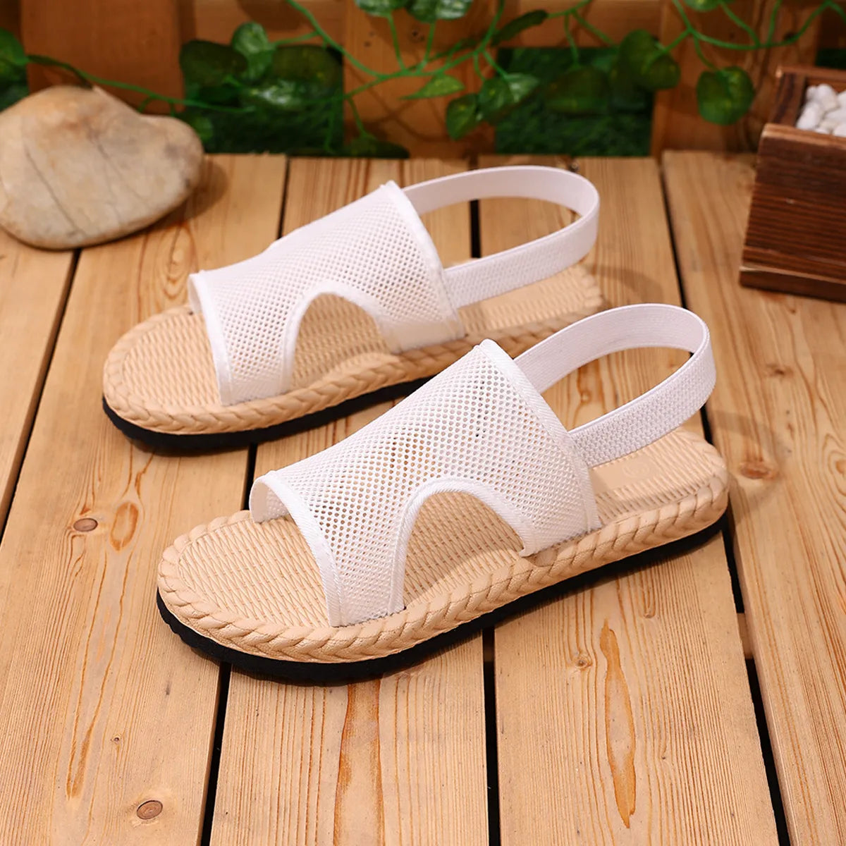 Mesh Open Toe Flats Sandals