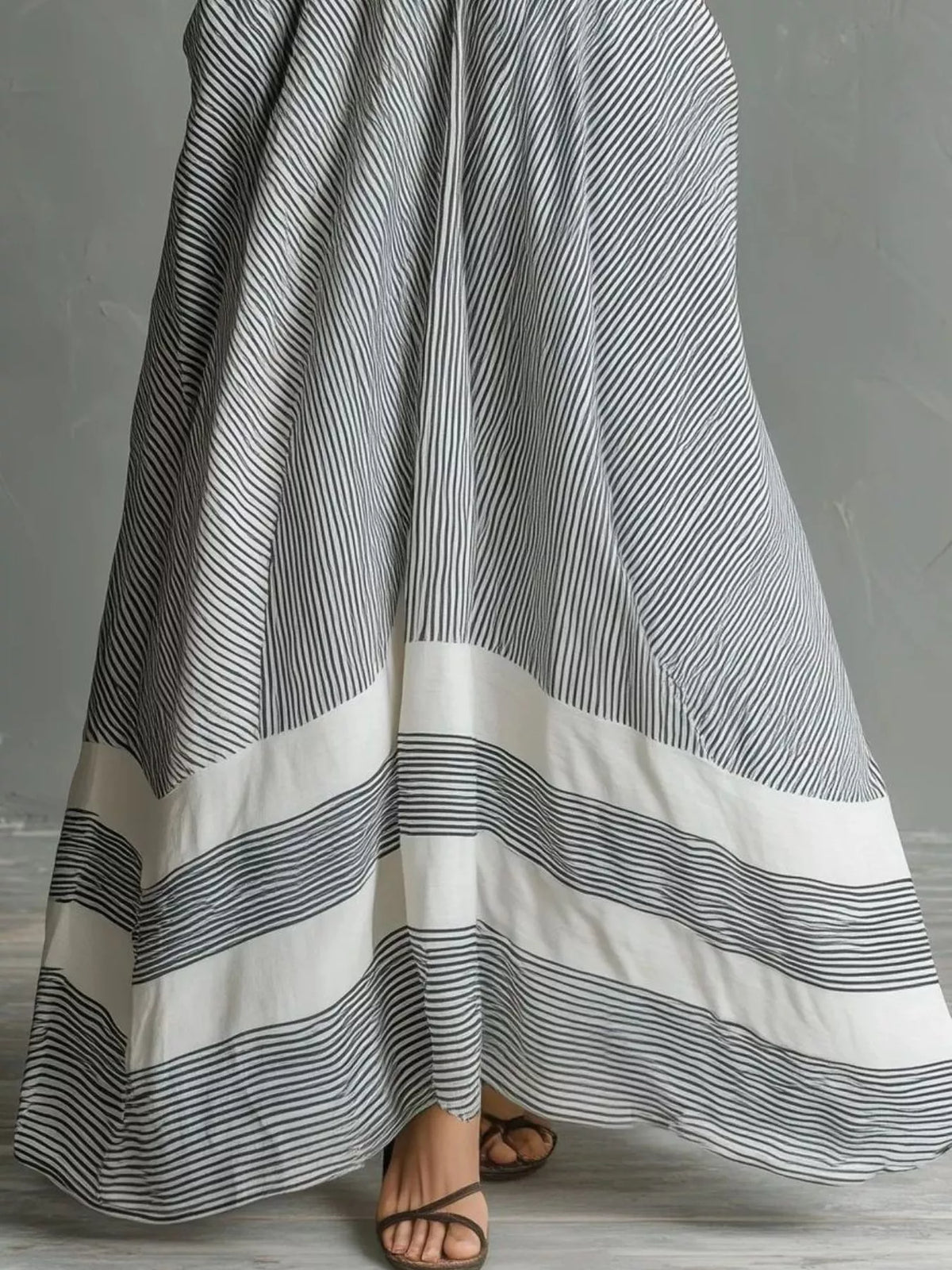 Full Size Striped Halter Neck Maxi Dress with Pockets Plus Size