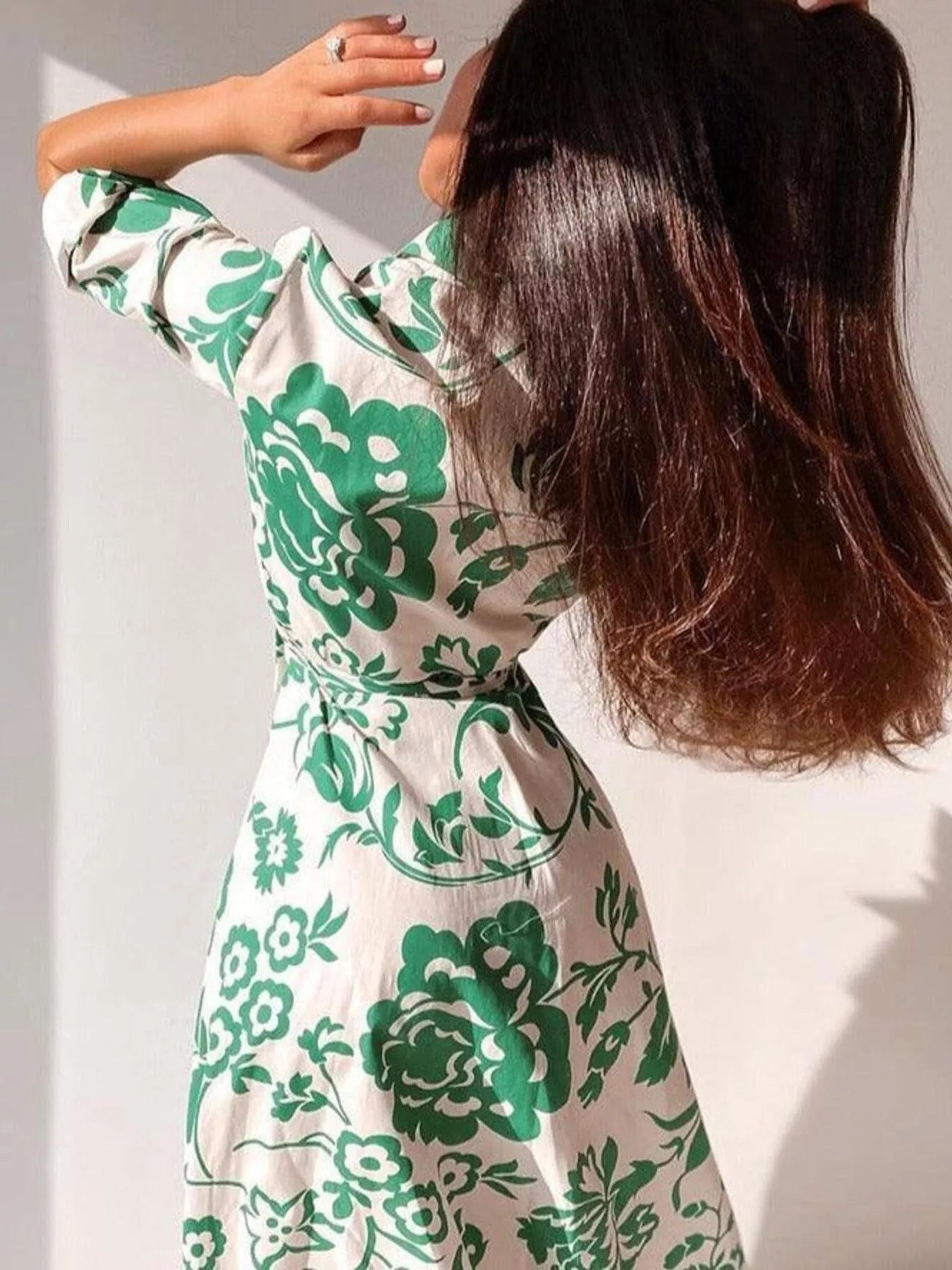Elegant Floral Print Shirt Dress with Belt