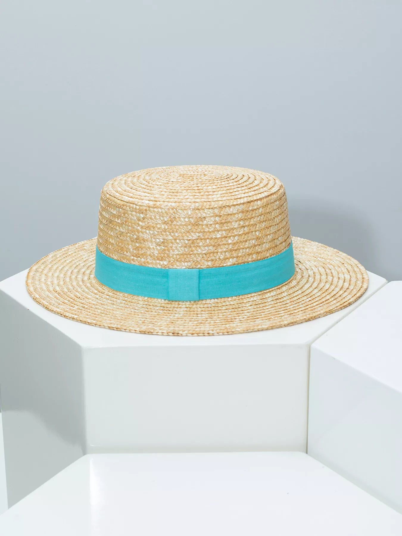 Straw Boater Hat with Ribbon