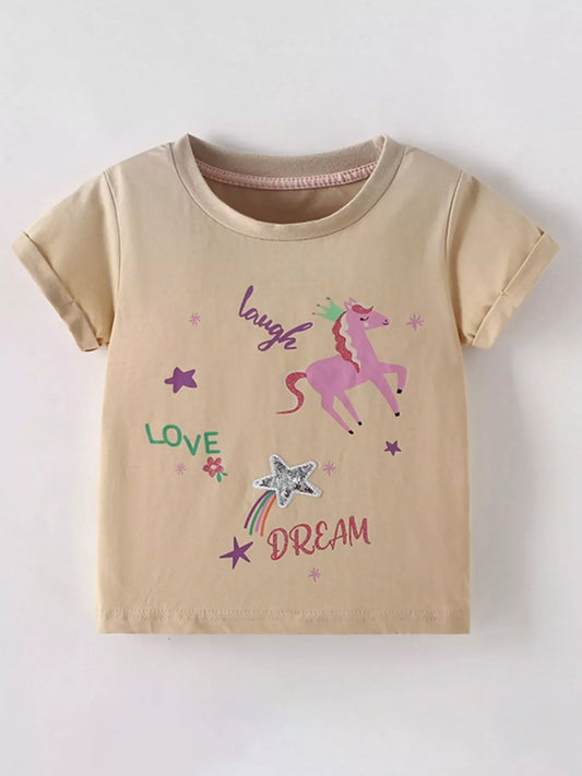 Children's Unicorn Print Short Sleeve T-Shirt