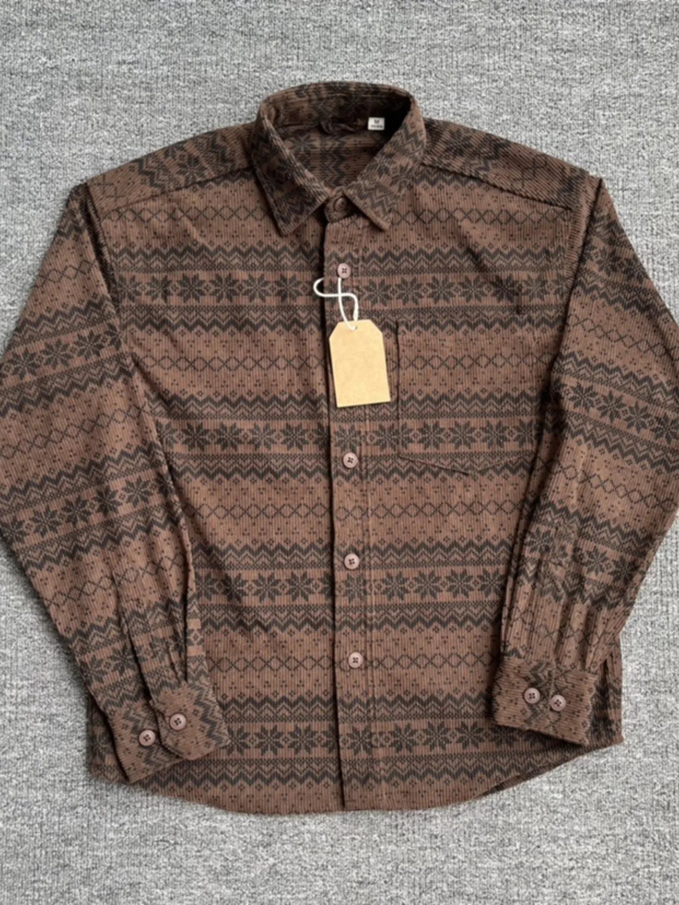 Men's Printed Button Up Long Sleeve Shirt