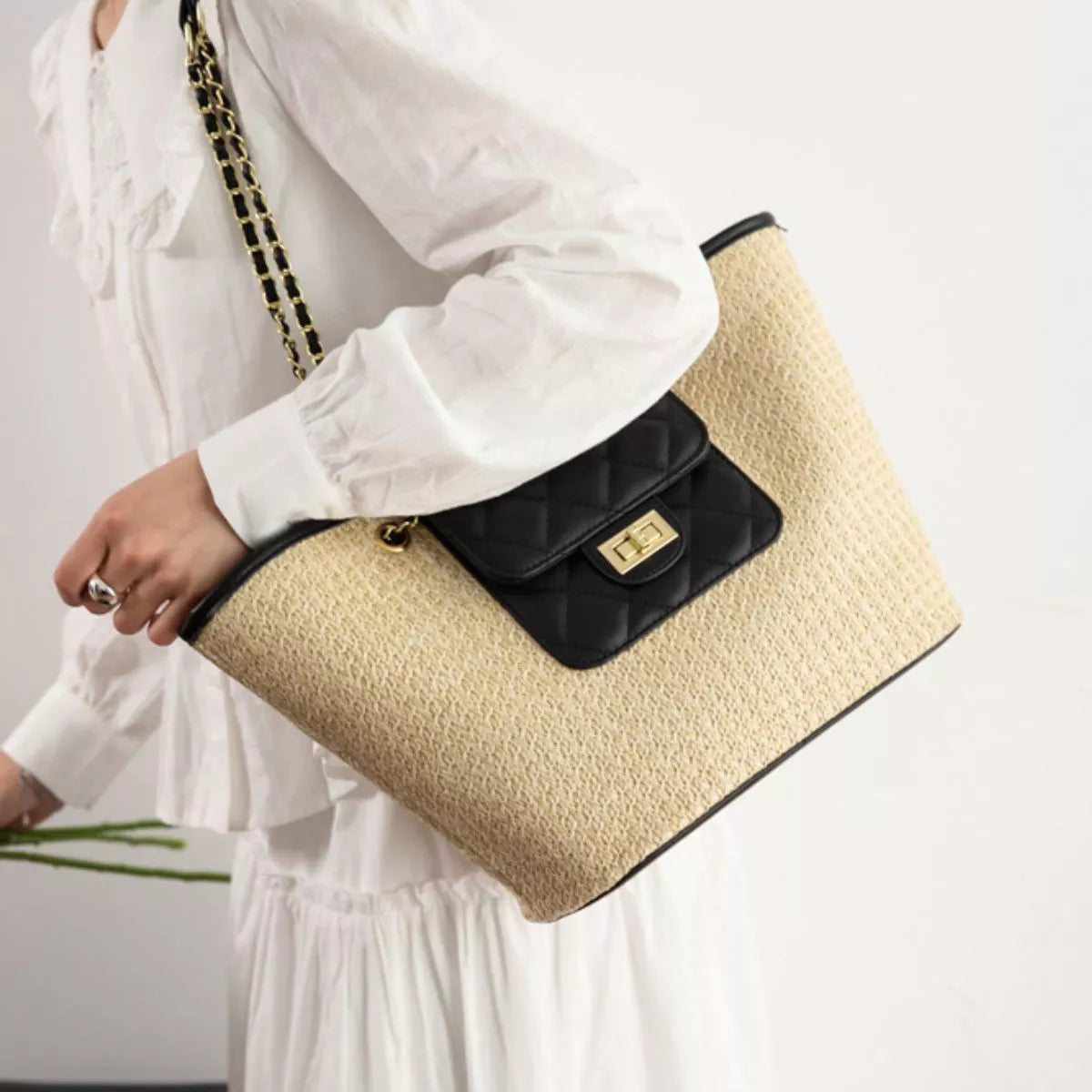 Woven Straw Shoulder Bag