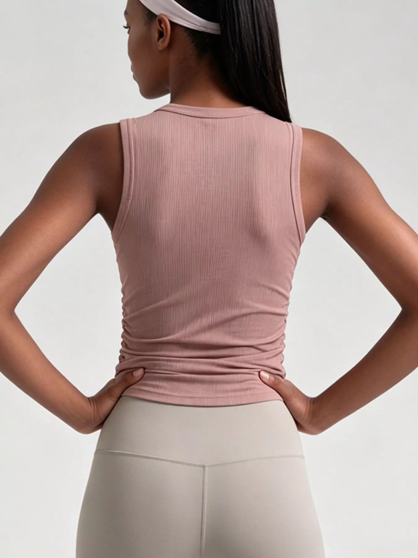 Ribbed Ruched Active Tank