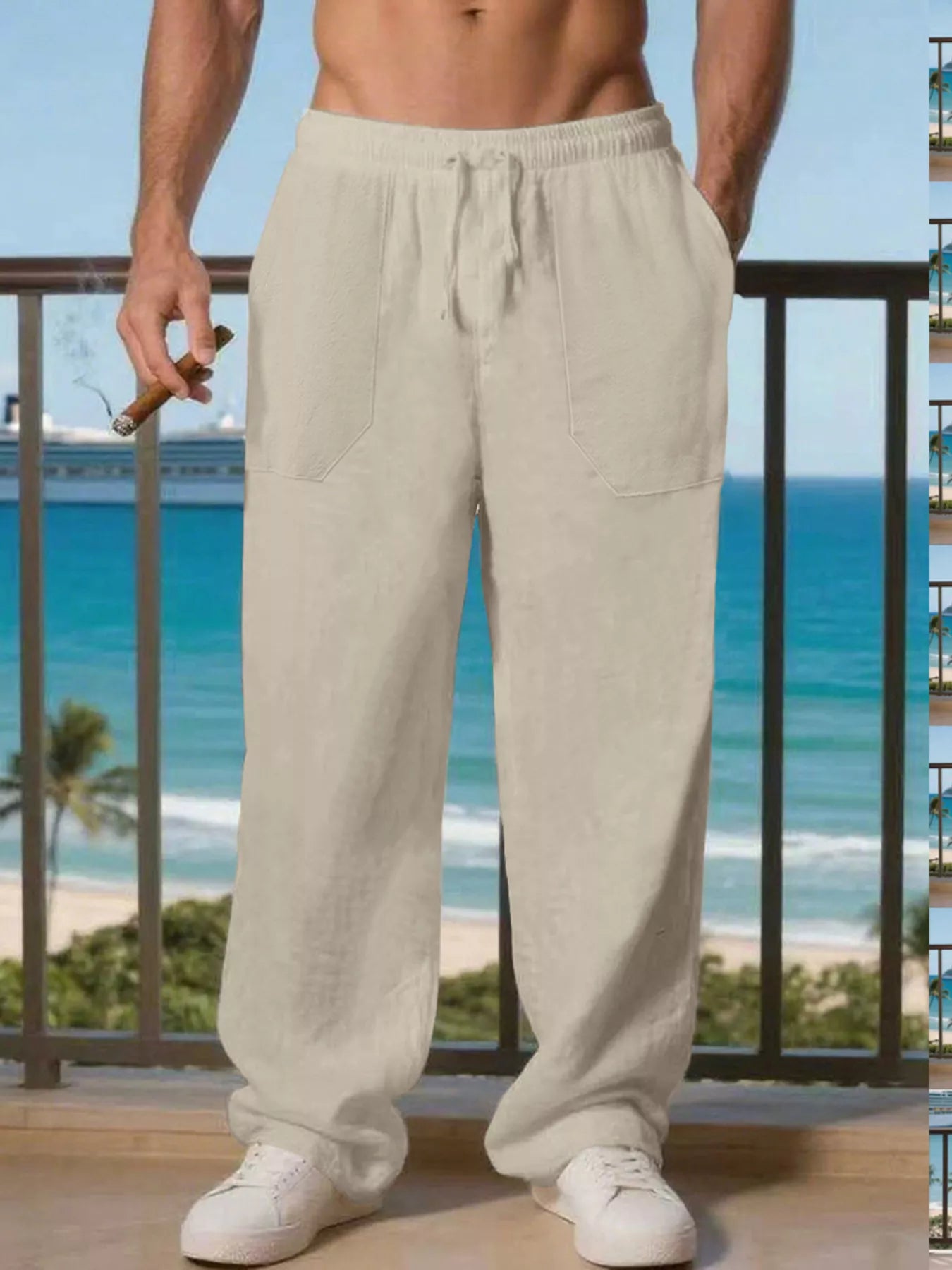 Men's Full Size Casual Loose Linen Pants Plus Size