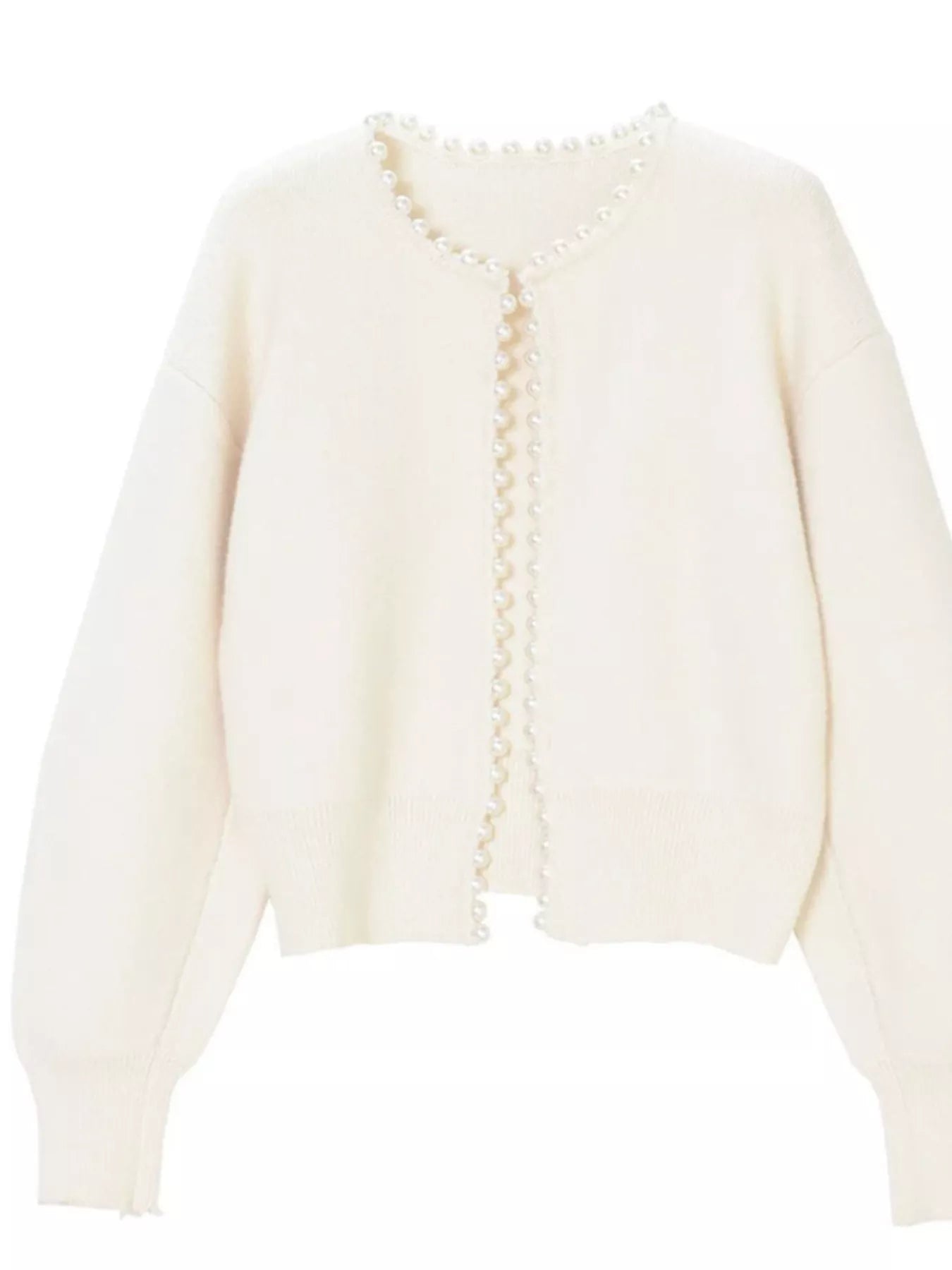 Pearl Trimmed Open Front Cardigan