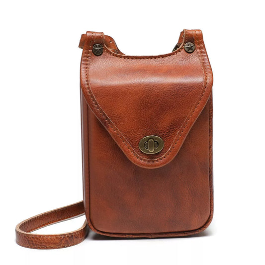 Cowhide Leather Crossbody Bag with Metal Clasp