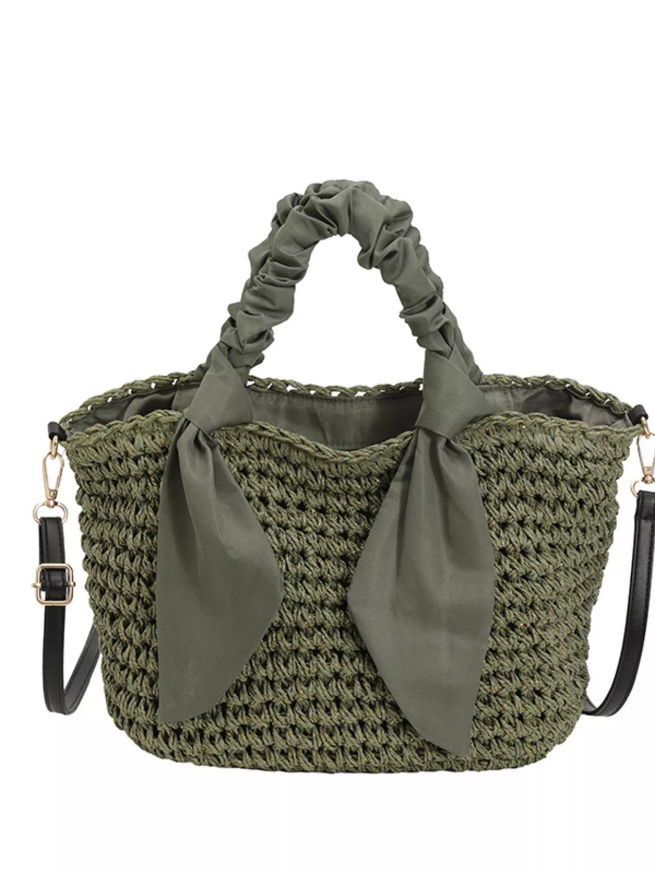 Woven Ruched Handle Crossbody Bag