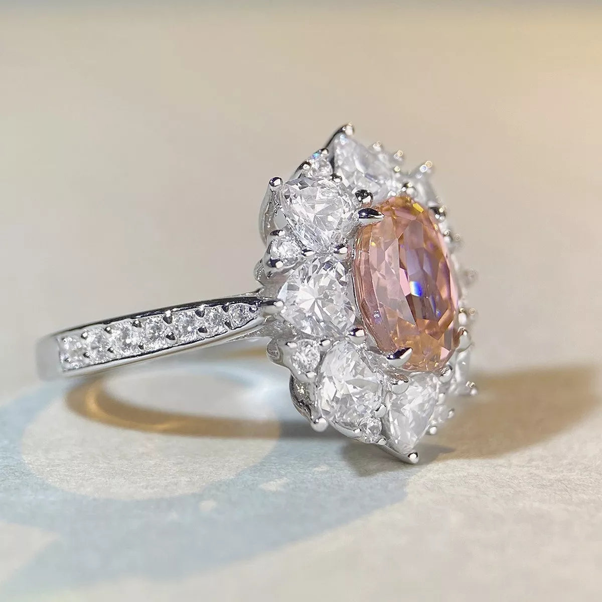 925 Sterling Silver Zircon Flower Ring