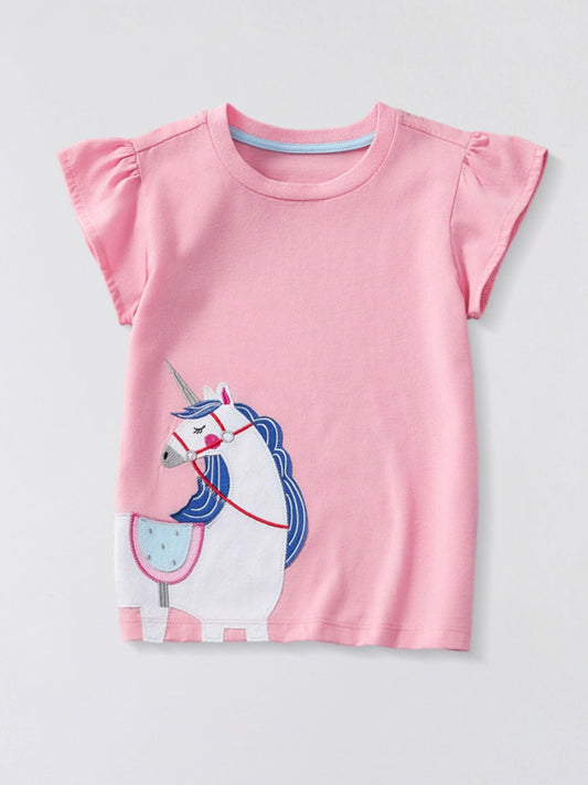 Children's Unicorn Ruffle Sleeve T-Shirt
