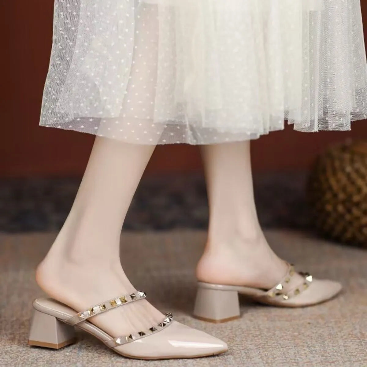 Point Toe Block Heels Sandals