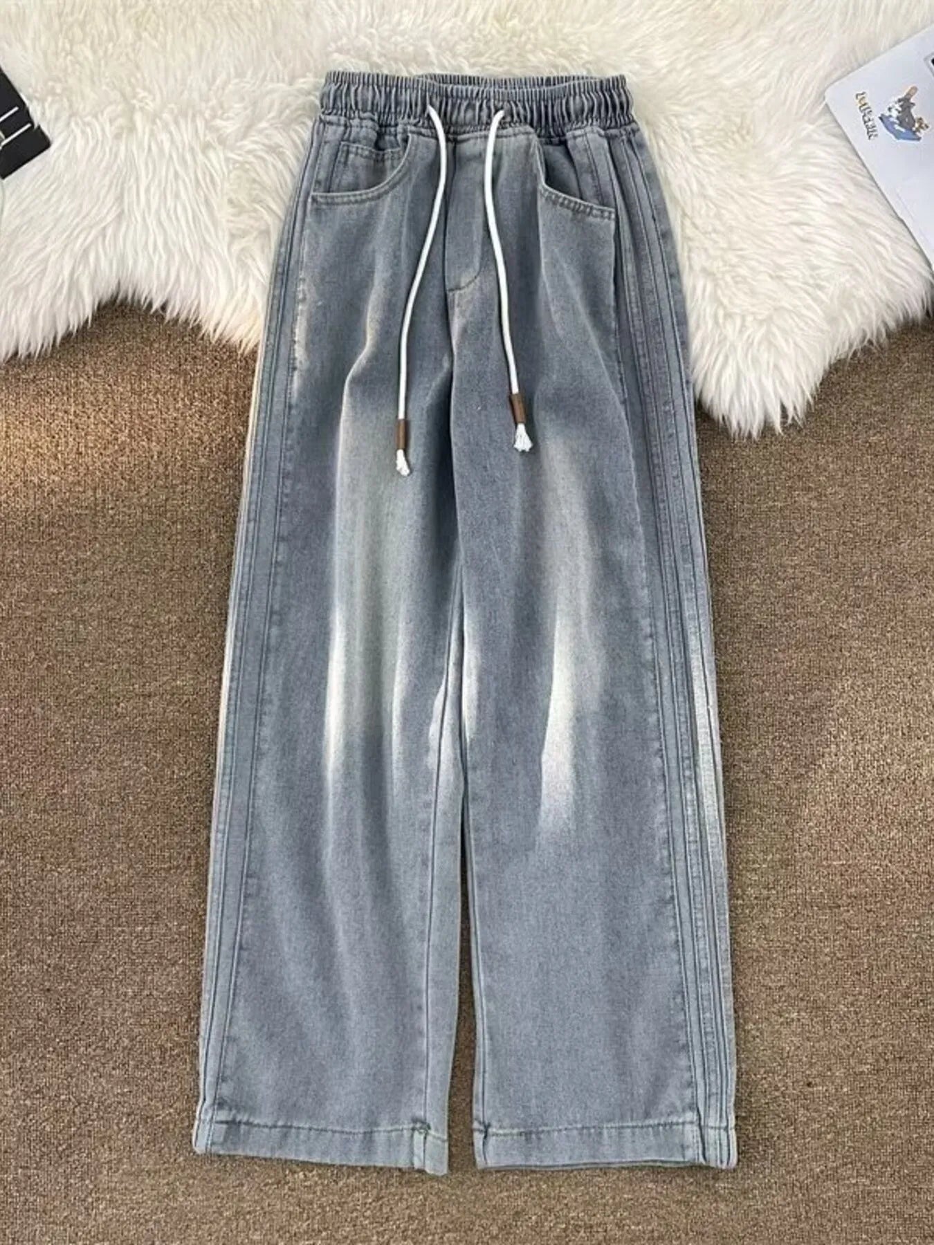 Men's Full Size Wash Wide Leg Pants Plus Size