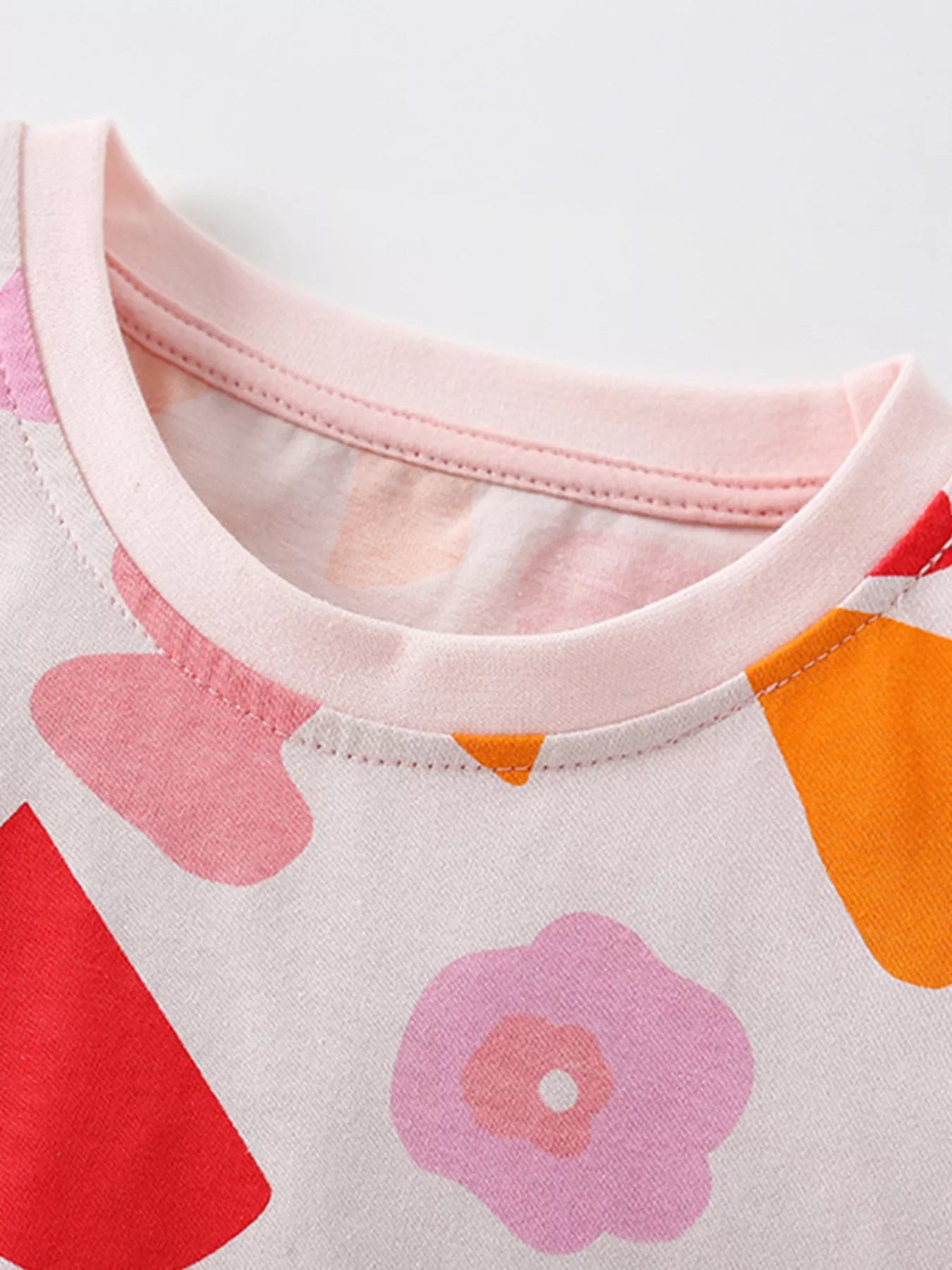 Children's Printed Round Neck Top and Shorts Set