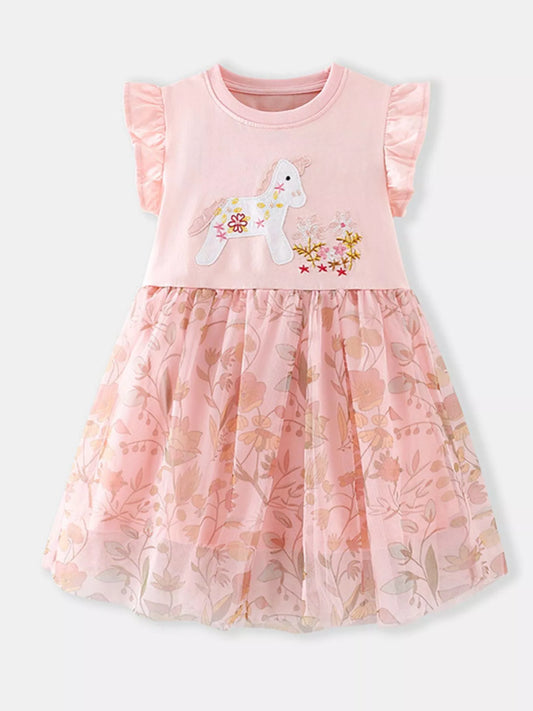 Children's Unicorn Ruffle Sleeve Dress