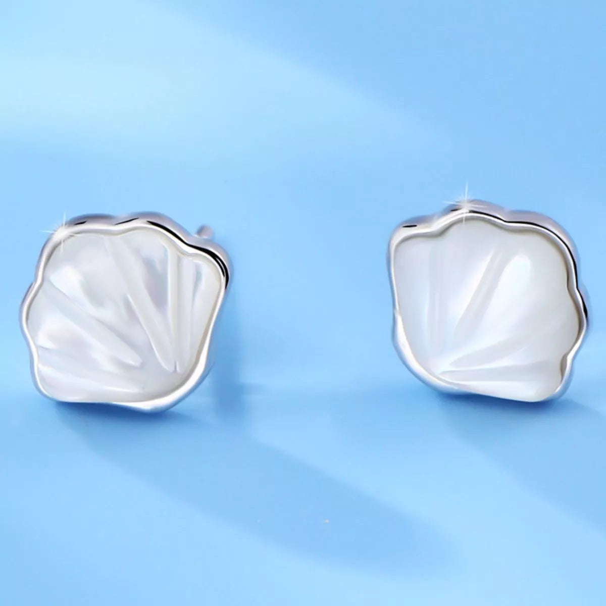 925 Sterling Silver Shell Stud Earrings