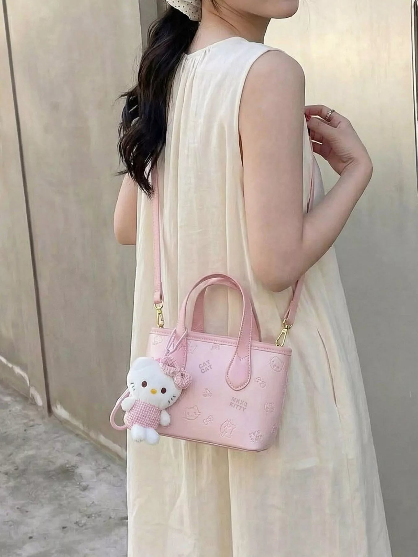 Cat Embossed Crossbody Bag