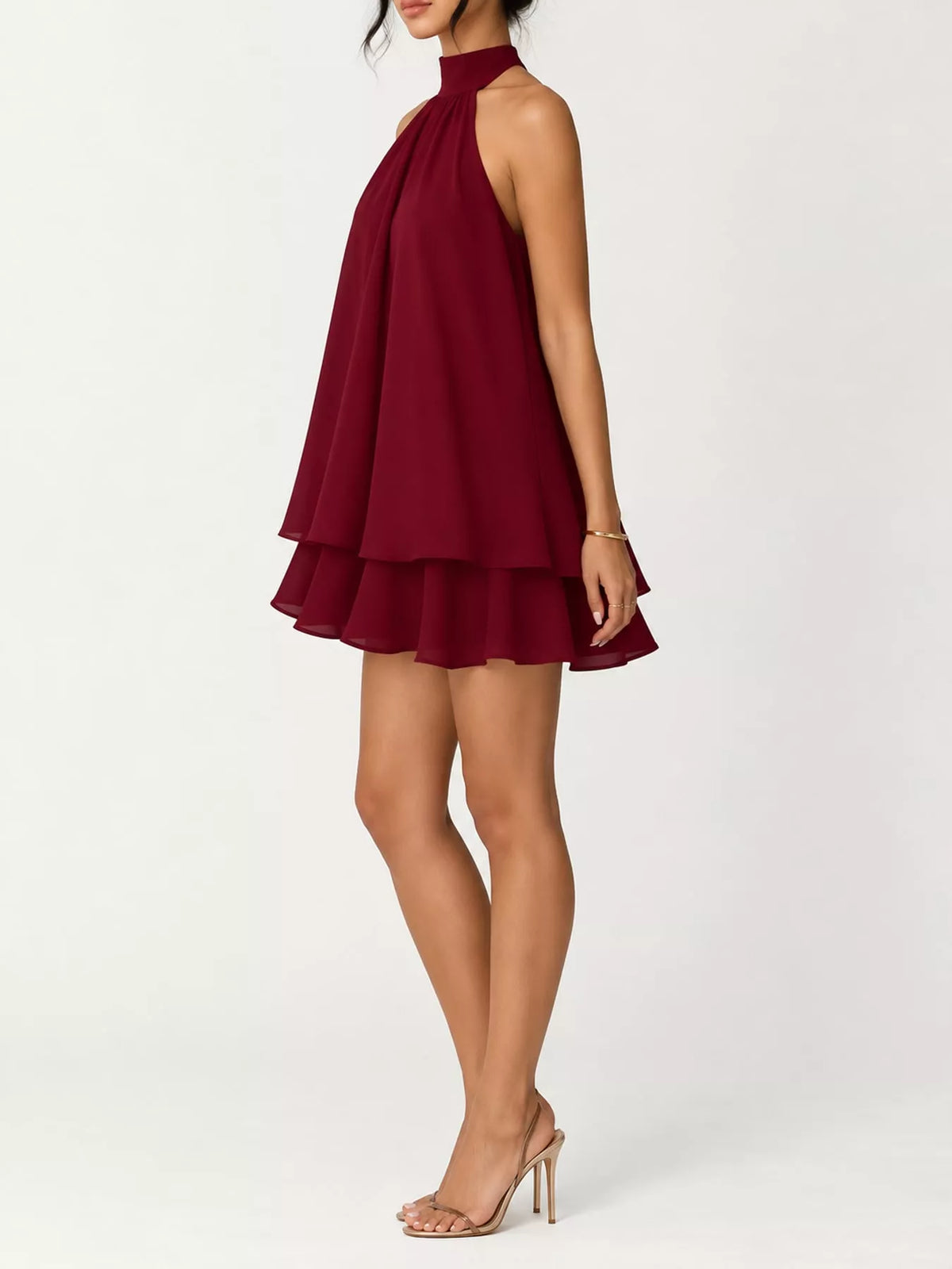 Halter Neck Ruched Mini Dress