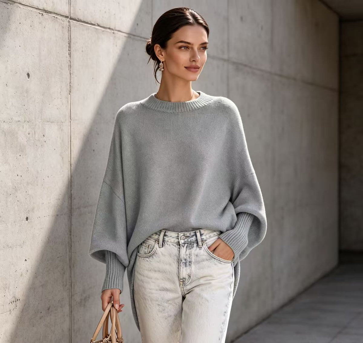 Women's Relaxed-Fit Solid-Color Sweater