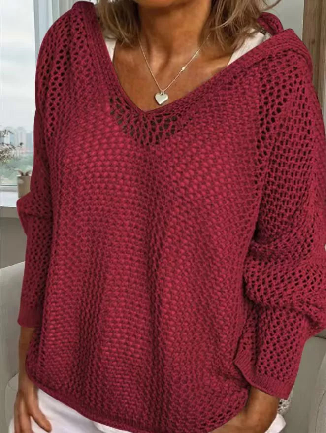 Loose Knit Hooded Cover Up