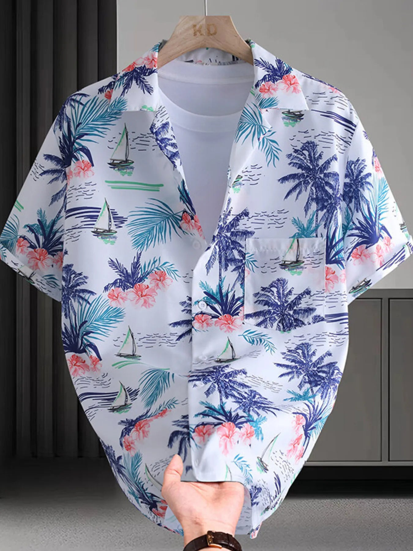 Men's Plus Size Printed Short Sleeve Casual Shirt