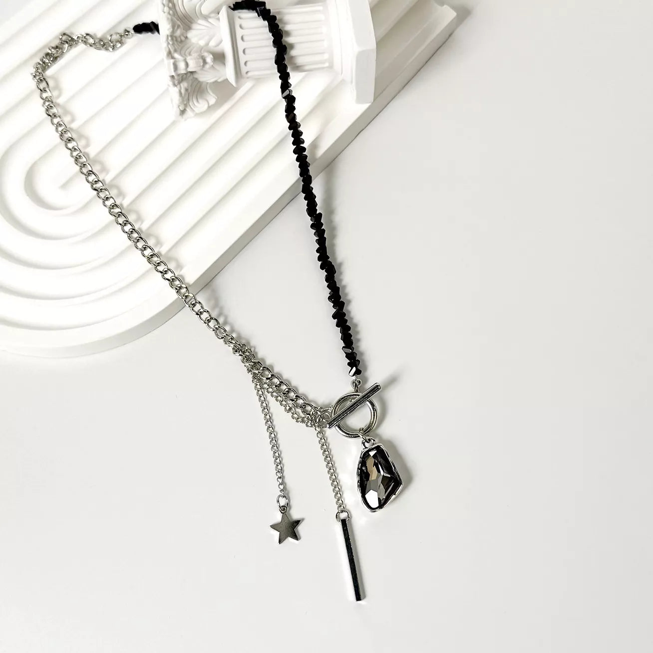 Gothic Punk Star Charm Toggle Necklace