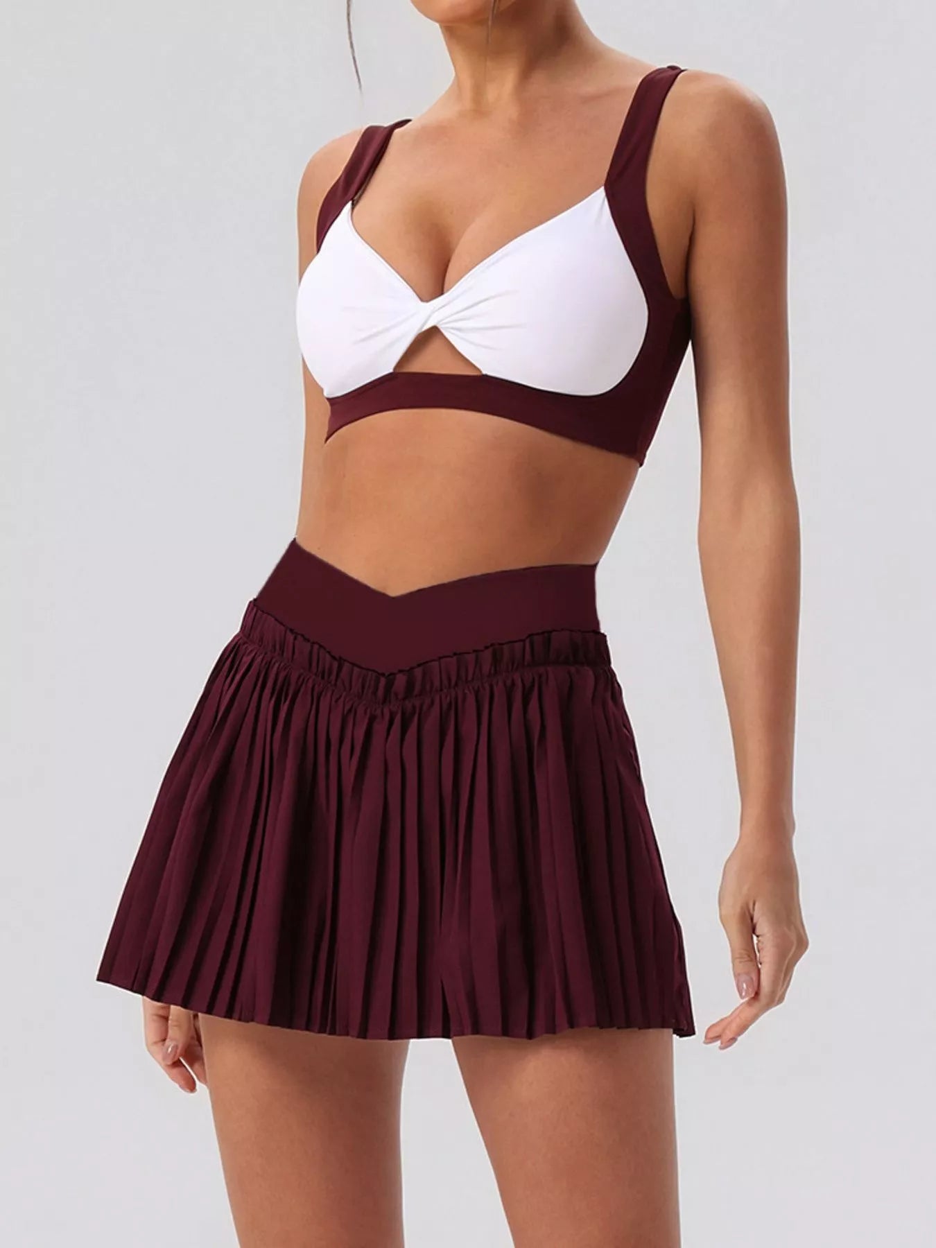 Sleeveless Top and Pleated Skirt Active Set