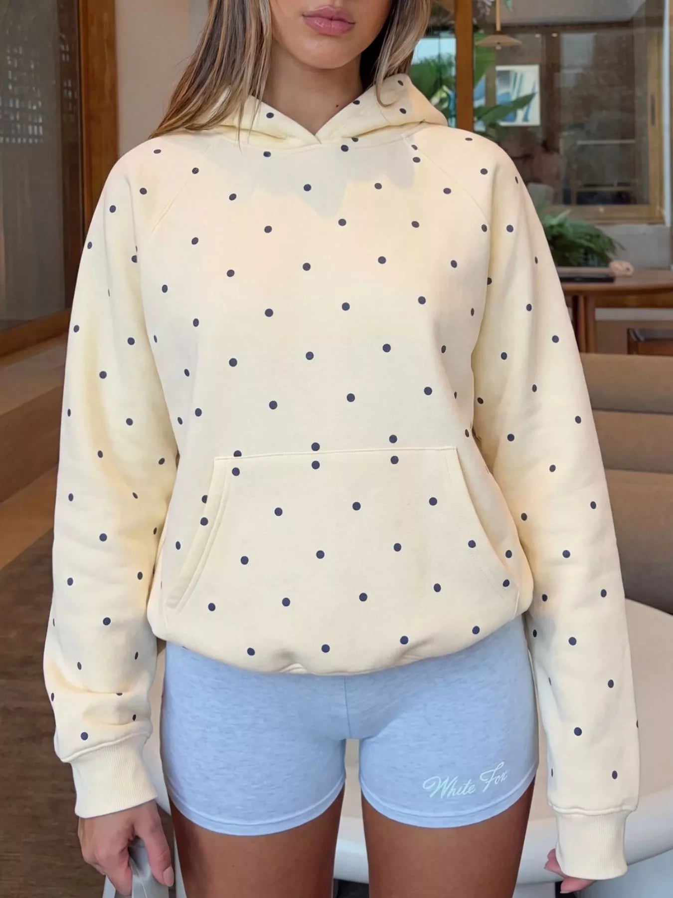 Polka Dot Raglan Sleeve Hoodie