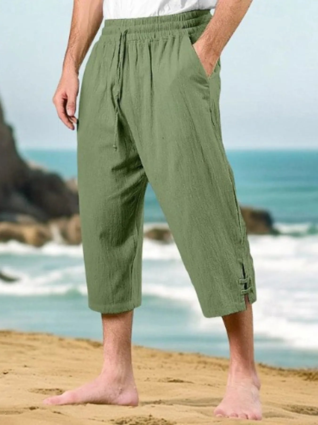 Men's Full Size Loose Fit Cropped Pants Plus Size