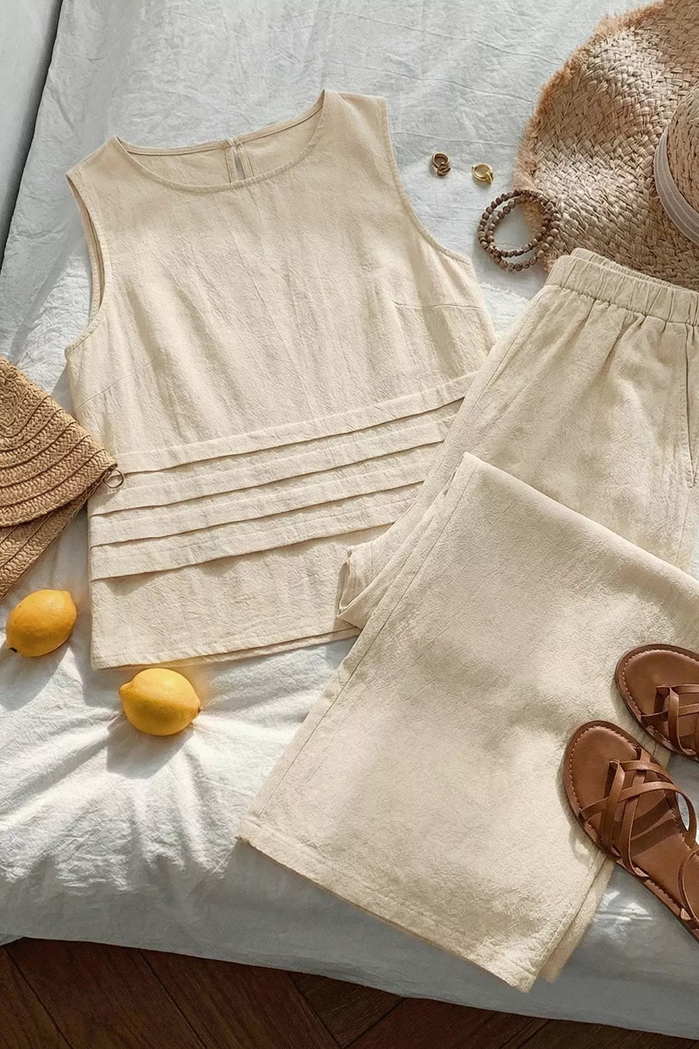 Sleeveless Top and Wide-Leg Pants Set
