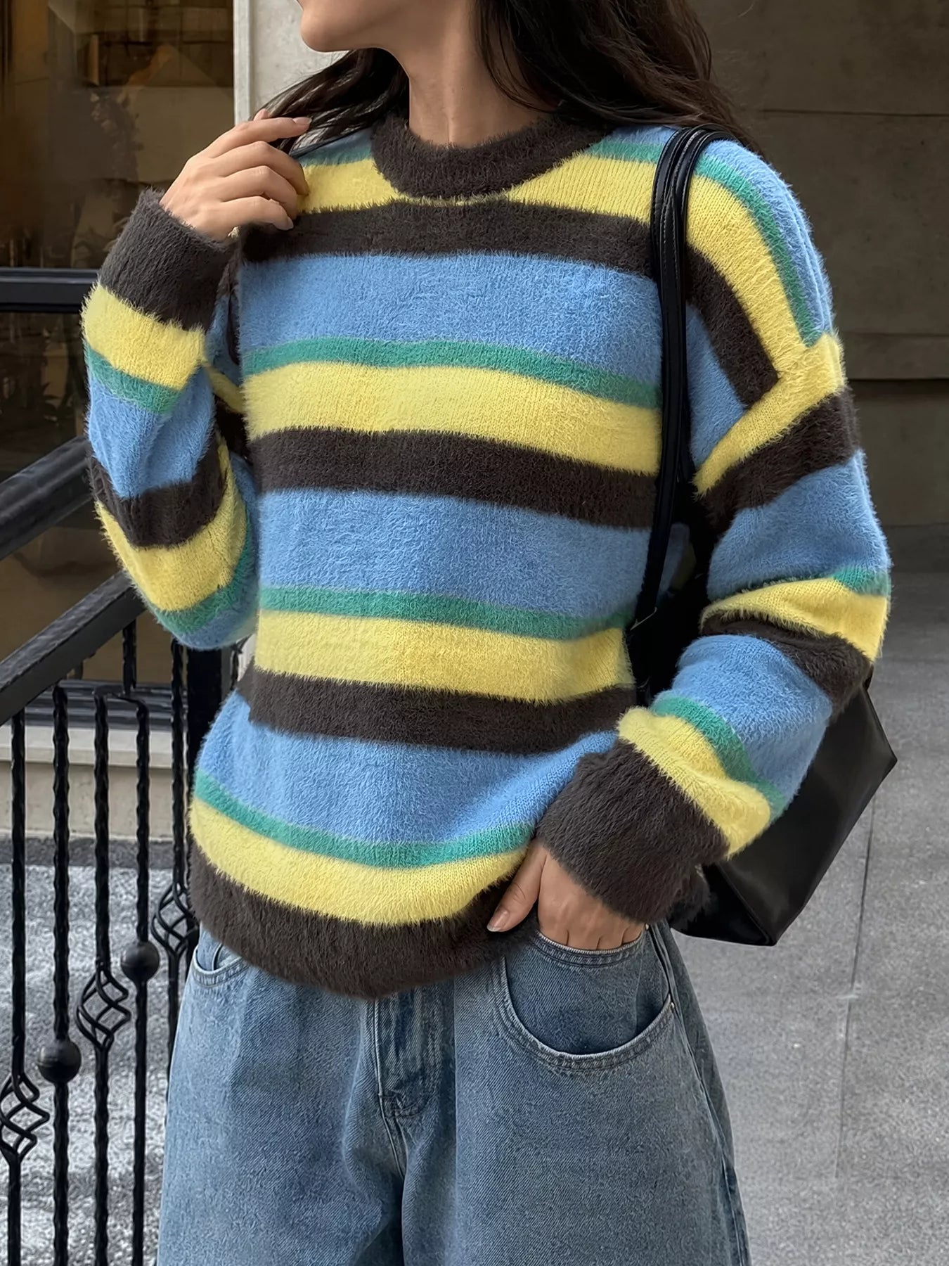 Striped Dropped Shoulder Sweater