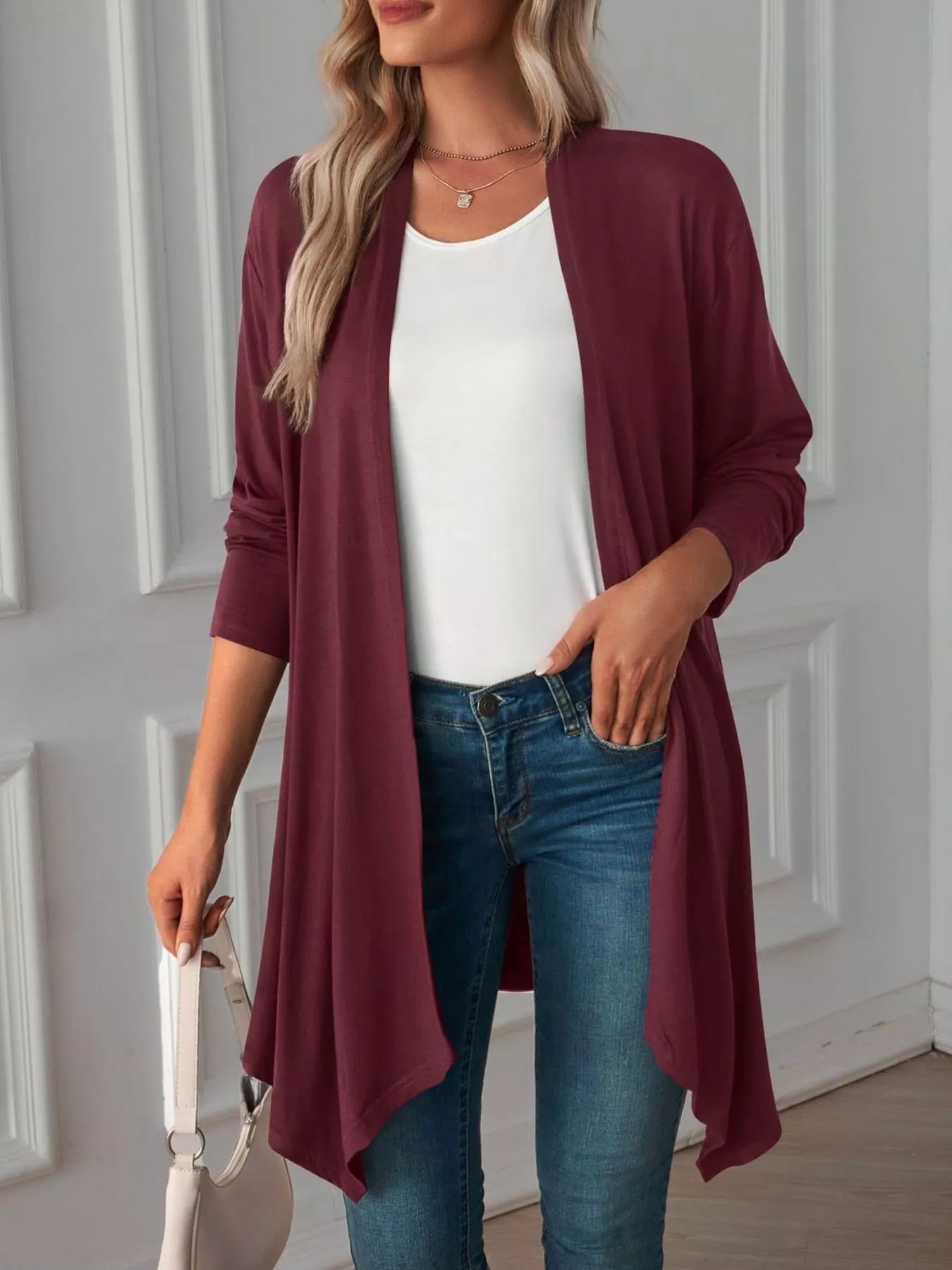 Lightweight Open Front Cardigan