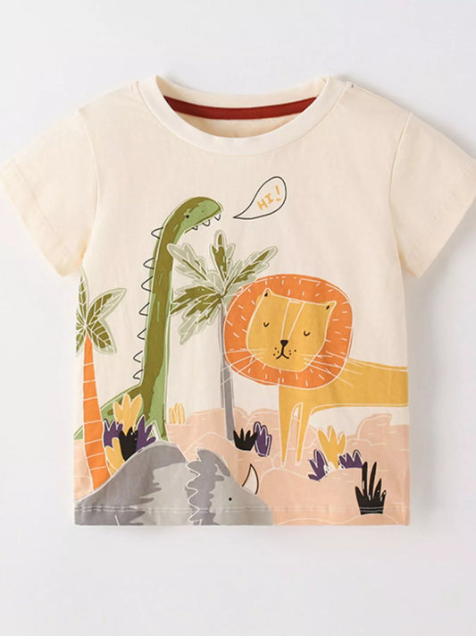 Children's Cartoon Animal Graphic Short Sleeve T-Shirt