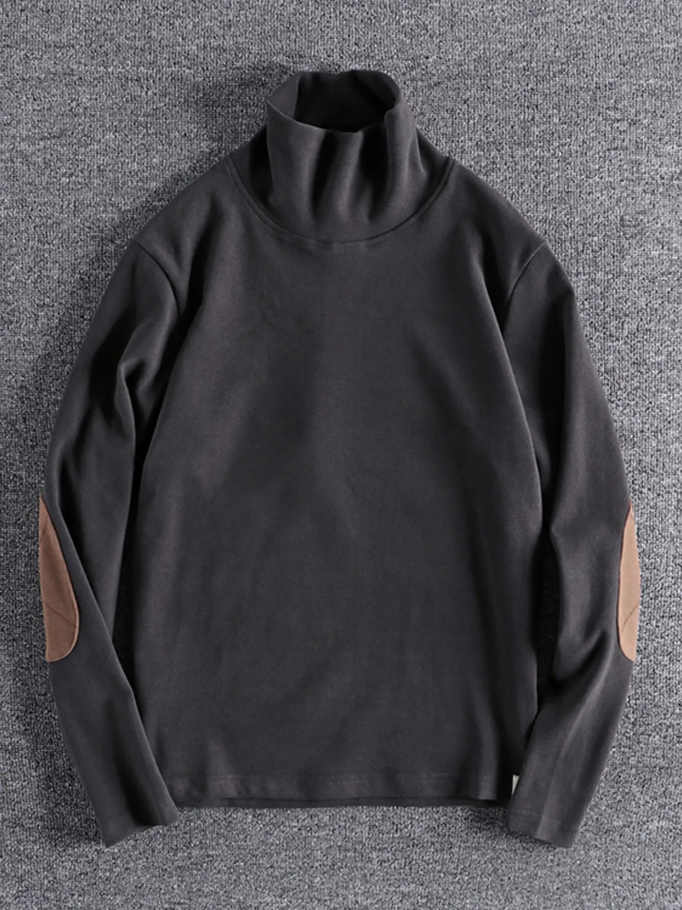 Men's Turtleneck Long Sleeve Top with Patches
