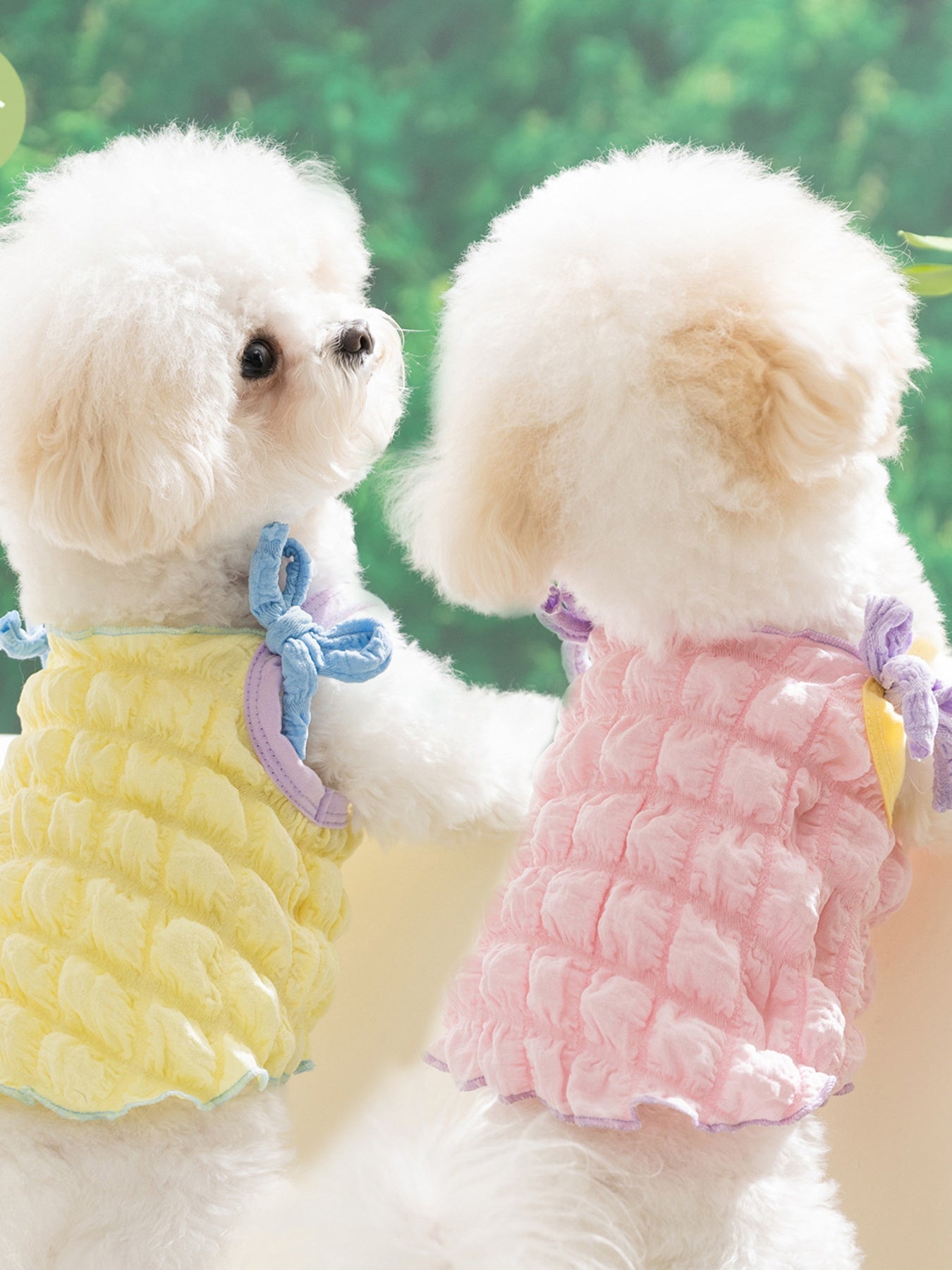 Bubble Textured Tie Shoulder Pet Top