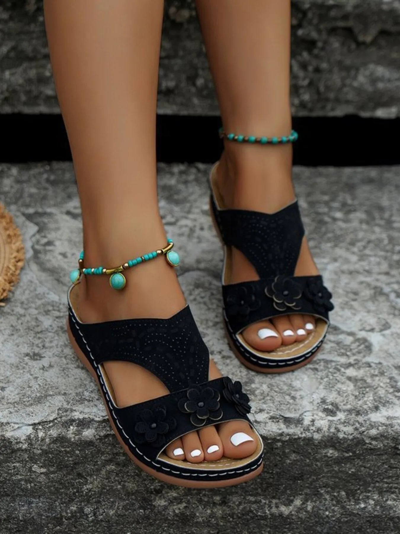 Cutout Flower Open Toe Sandals