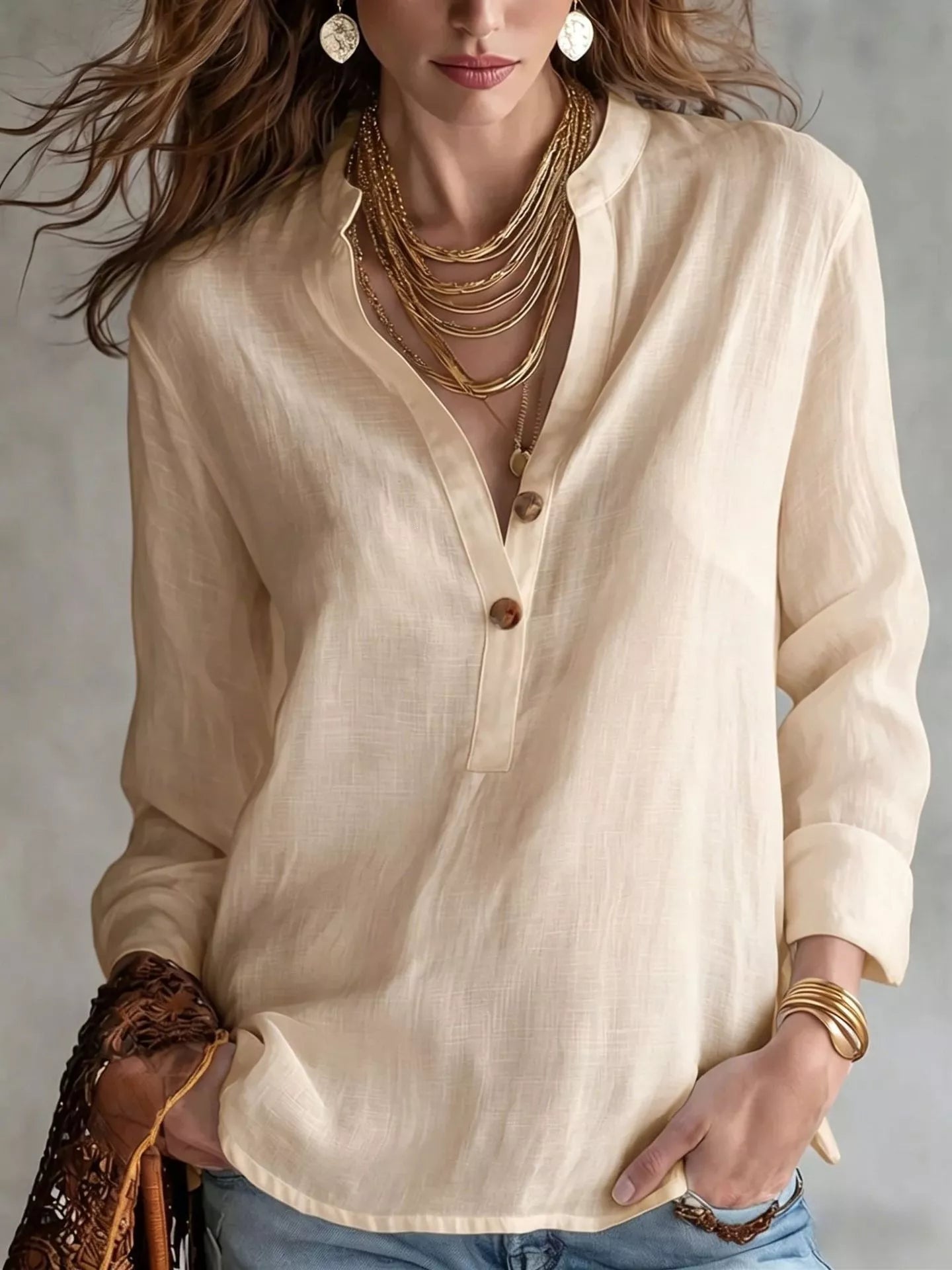 Button Detail Long Sleeve Shirt