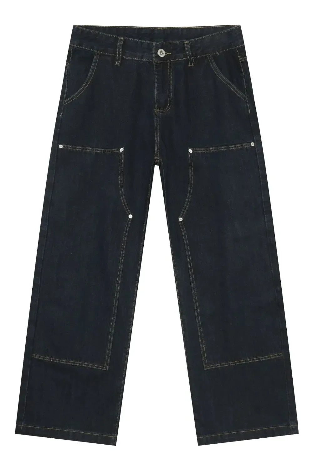 Men's Wide Straight Leg Jeans with Pockets